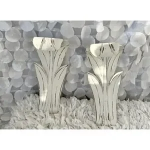 Shabby Chic Wall Sconce Shelves Bookends Large Set Of 2 White Wash Acanthus Leaf