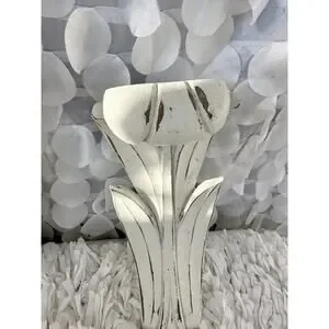 Shabby Chic Wall Sconce Shelves Bookends Large Set Of 2 White Wash Acanthus Leaf