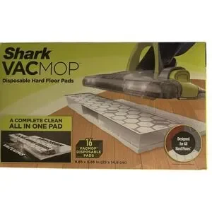 Shark VACMOP Disposable Hard Floor Vacuum And Mop Pad Refils Home 16 Count VMP16