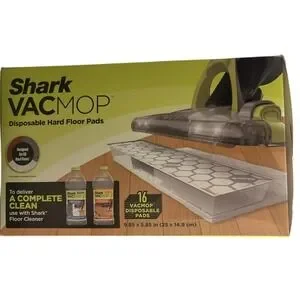 Shark VACMOP Disposable Hard Floor Vacuum And Mop Pad Refils Home 16 Count VMP16