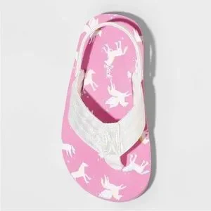 Shawn Unicorn Print Slip-On Flip Flop Sandals NWT
