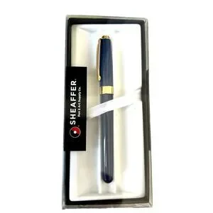 Sheaffer Prelude Blue Laquer Gold Tone Trim Med Nib Fountain Pen NEW In Gift Box
