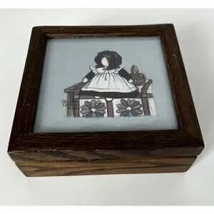Signed Vintage Glynda Turley Amish Ragdoll 1985 Print Framed Box