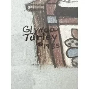 Signed Vintage Glynda Turley Amish Ragdoll 1985 Print Framed Box
