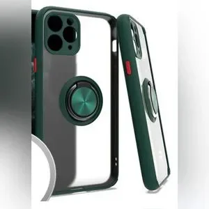 Silicone Case For Iphone 11 Pro Max 6.5 Magnet Ring Stand Green