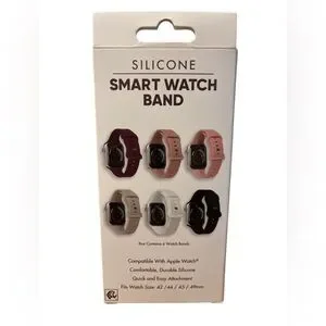 Silicone Smart Watch Band 6-Pack - Black Brown White Tan
