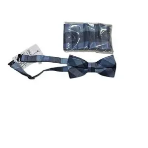 Silk Bow Tie And Pocket Square For Boys Pre Tied Adjustable Bowtie Blue NWT