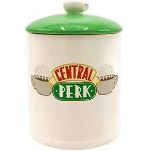 Silver Buffalo Friends Central Perk Logo Ceramic Cookie Jar  Large  White/Green