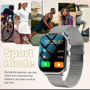 Silver Smart Watch With Wireless Call And Voice Assistant