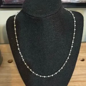 Silver Spark Pyrite Necklace 18” NEW Handmade