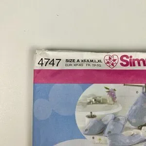 Simplicity 4747 Sewing Pattern Towel Wrap Headband Slippers Y2k Sz XS-XL UNCUT