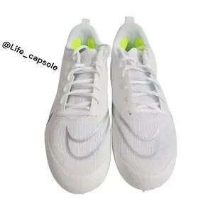 Size 13 Nike Alpha Huarache 8 Pro Lacrosse White Silver CW4439-100 NEW Men's