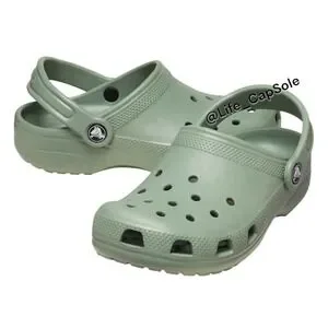 Size 1J Crocs Clogs Classic Kids Green MOSS 206991-308 Youth 1Y Youth NWT Comfor