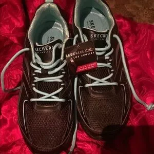 Skechers Black Sneakers with Light Blue Laces
