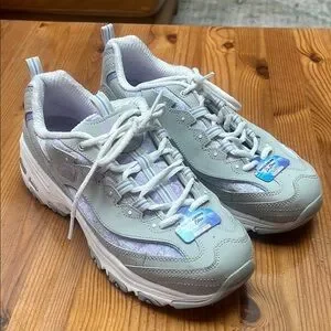 Skechers Gray and White Chunky Athletic Shoes Skechers Gray and White Chunky Athletic Shoes