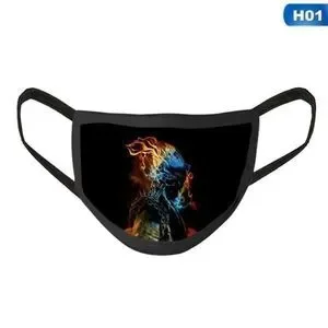 Skull Print Cotton Mouth Mask Black Anti Dust Face