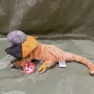 Slayer Frilled‎ Lizard Ty Beanie Baby 2000 Orange Bean Bag Plush With Tag