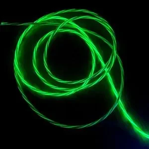 Sleek Green LED IPhone Charger. Charge On The Go With Style And Uniqueness