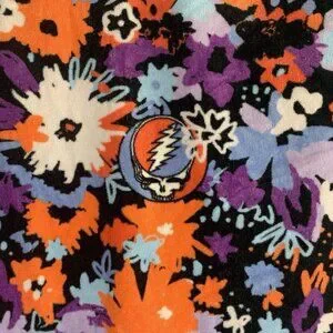 Slowtide Grateful Dead Beach Towel Flowers Stealie Skulls Purple 100% Cotton