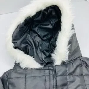 Small Dog Puffer Sleeveless Vel cro Fastened Fur Hoodie In Black