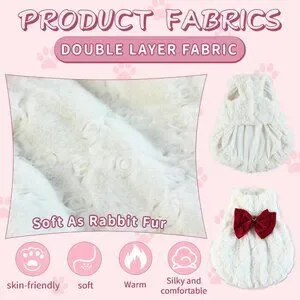 Small Dog Sweaters Dress For Dogs Girl Faux Fur Cat Coat With Snap-on Closure Fo
