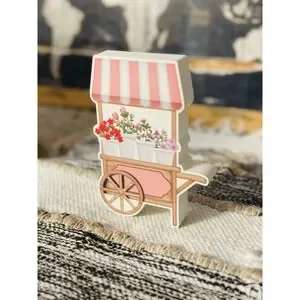 Small Farmers Market Flower Cart Pink Home Decor Wall Decor