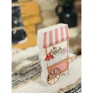Small Farmers Market Flower Cart Pink Home Decor Wall Decor