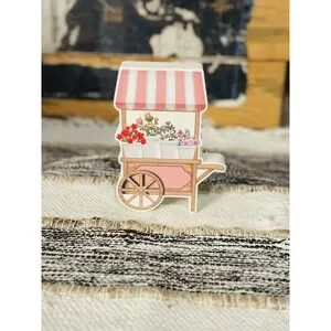 Small Farmers Market Flower Cart Pink Home Decor Wall Decor