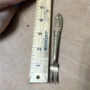 Small Jamaica Pineapple Cocktail Fork Gold Vintage
