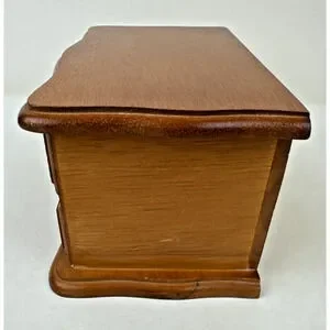 Small Jewelry Box Oak Finish Velvet Lined Mirror Lift Top & Lift Out Tray