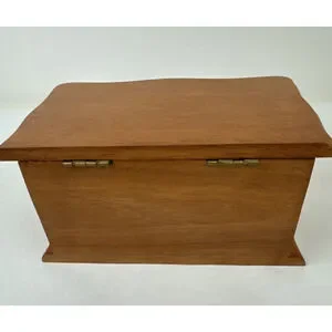 Small Jewelry Box Oak Finish Velvet Lined Mirror Lift Top & Lift Out Tray