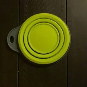 Small Pet Collapsible Green & Gray Water/Food Dish. 4.5 In. X 1.75 in