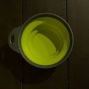 Small Pet Collapsible Green & Gray Water/Food Dish. 4.5 in. x 1.75 in