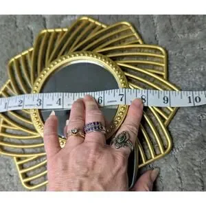 Small Starburst Sunburst Gold Plastic Mirror Wall Decor 9.5" Boho That 70's Show