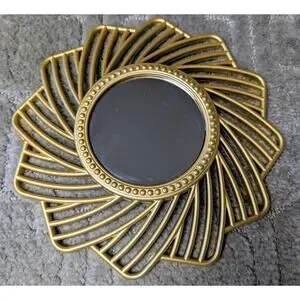 Small Starburst Sunburst Gold Plastic Mirror Wall Decor 9.5" Boho That 70's Show