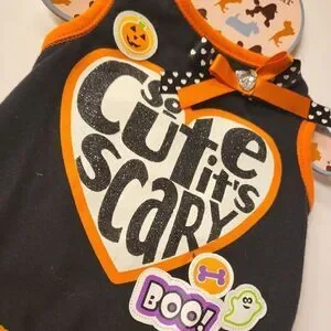 So Cute It's Scary Halloween Tutu Dog Costume Shirt Small 10.5"