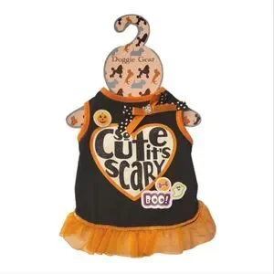 So Cute It's Scary Halloween Tutu Dog Costume Shirt Small 10.5"