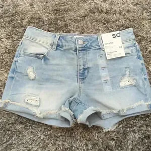 SO Mid Rise Shortie Jean Shorts
