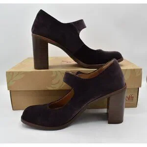 Sofft Womens Size 8.5 Shauna Mary Jane Plum Heeled Pumps Shoes