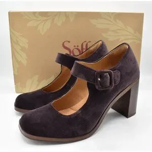 Sofft Womens Size 8.5 Shauna Mary Jane Plum Heeled Pumps Shoes