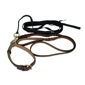 Soft Touch Large Dog brown leather leach 24" with extra long leash