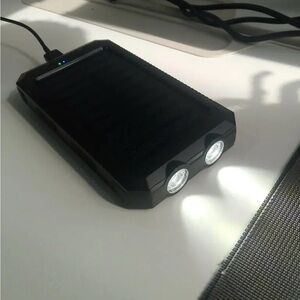 Solar Power Bank 38800mAh With Flashlight Dual USB Waterproof – Black NWT