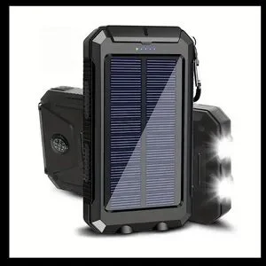 Solar Power Bank 38800mAh with Flashlight Dual USB Waterproof – Black NWT
