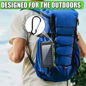 Solar Power Bank With Flashlight - Black And Green 38800mAh