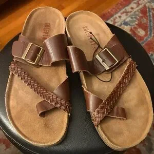 SOLEPLAY Brown Leather Men’s Stylish Sandals With Braided Strap Made In India