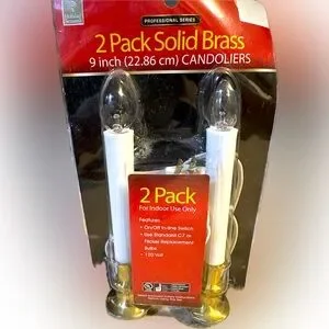SOLID BRASS BASE 2 PACK 9” CANDOLIERS WHITE WEDDING ROMANTIC CANDLE ENGAGEMENT