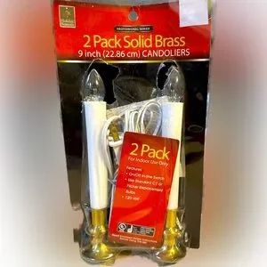 SOLID BRASS BASE 2 PACK 9” CANDOLIERS WHITE WEDDING ROMANTIC CANDLE ENGAGEMENT