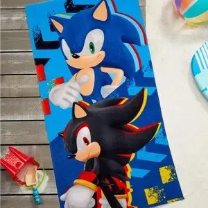 Sonic the Hedgehog Beach Towel Sonic & Shadow 28 x 58 Super Soft Sega Summer