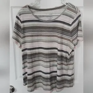 Sonoma Gray And White Boxy Crew Neck Tee