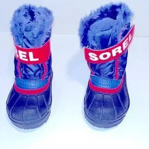 Sorel commander snow black red & blue boots